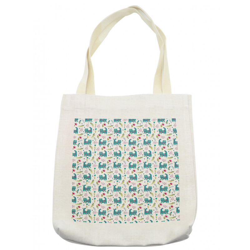 Folkloric Ornate Happy Cat Tote Bag