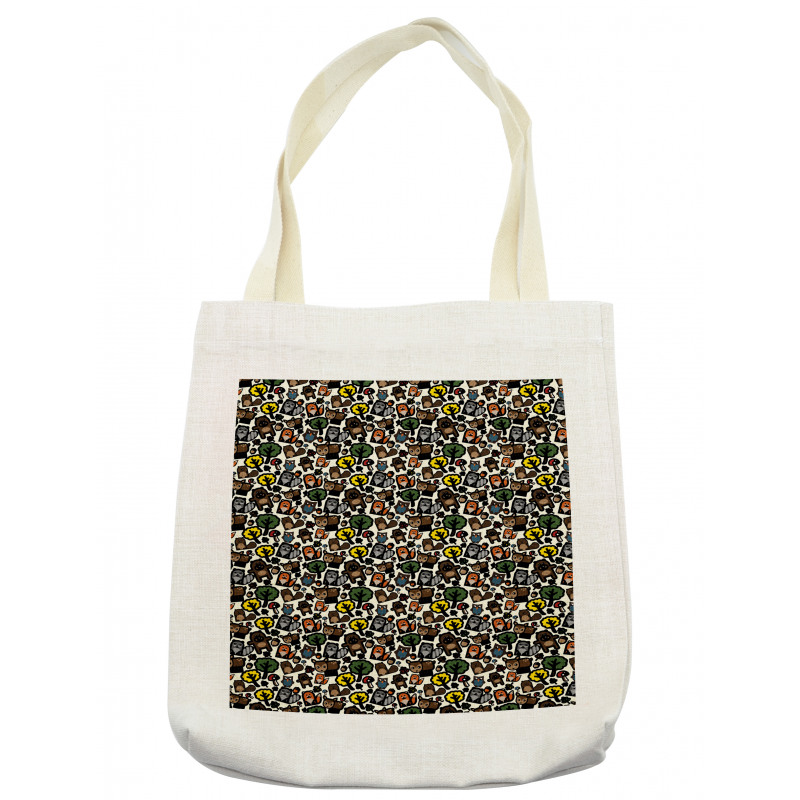 Funny Woodland Animal Shapes Tote Bag