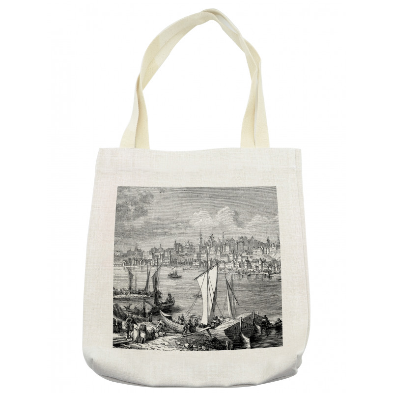 Sketchy Nostalgic City Scene Tote Bag