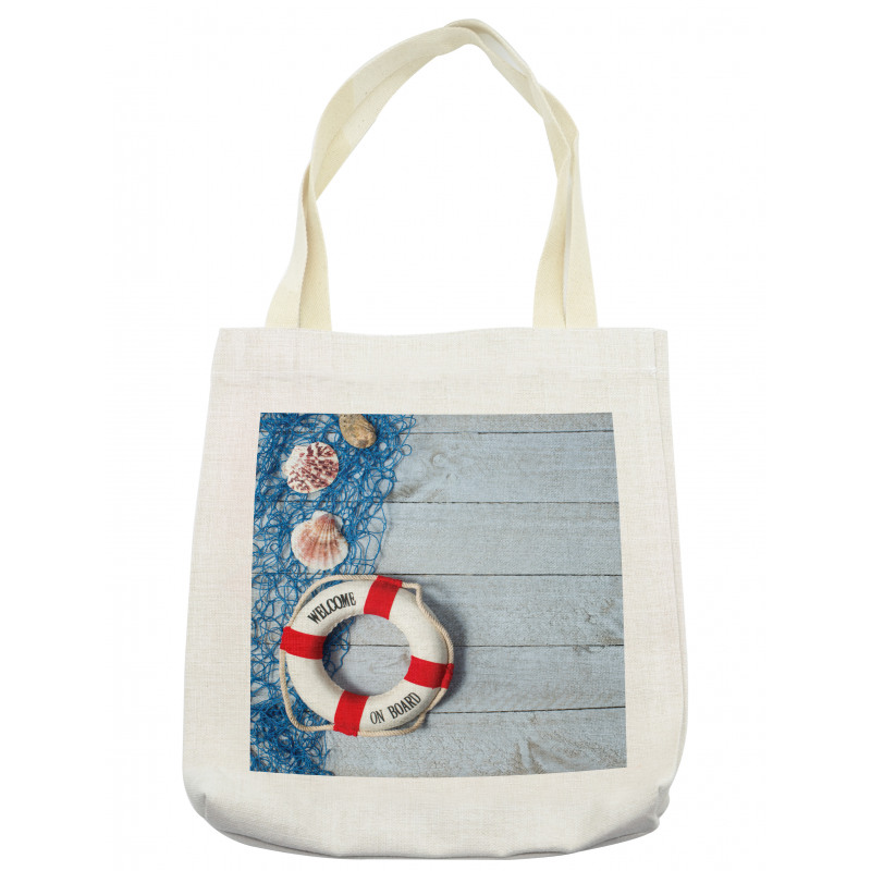 Fishing Net Wood Seashell Tote Bag