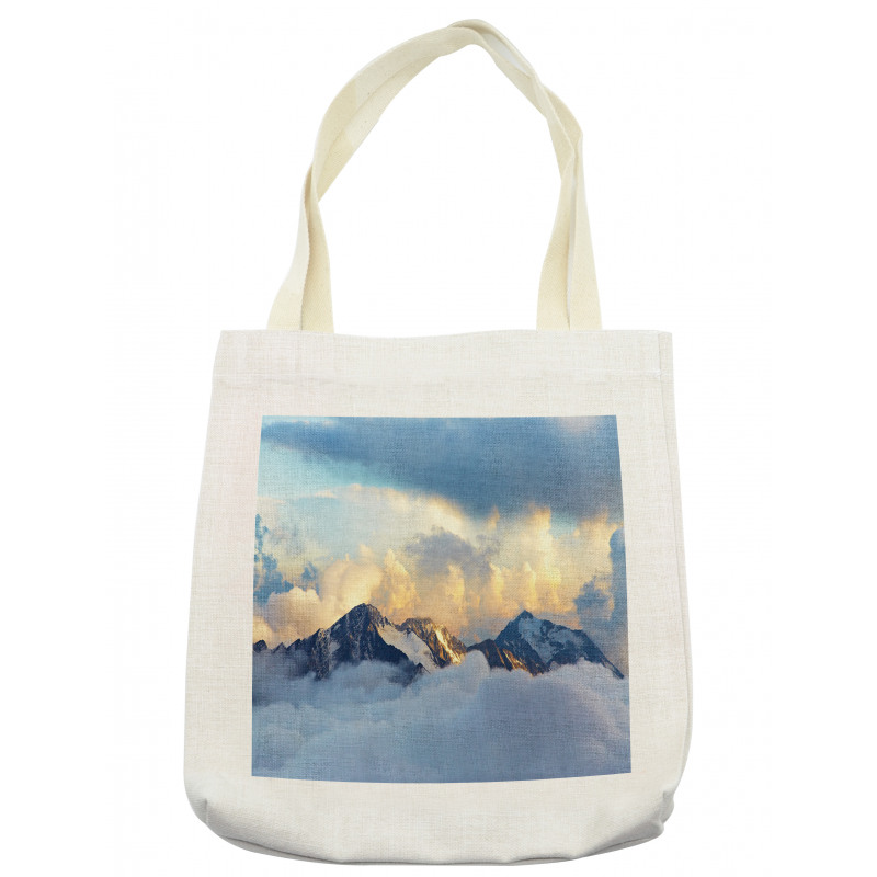 Snowy and Cloudy Peak Tote Bag