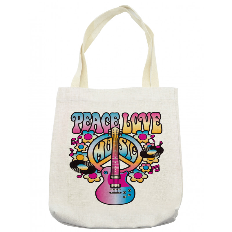 Peace Love Vinyl Music Tote Bag