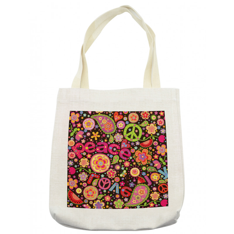 Hippie Paisley Leaves Tote Bag