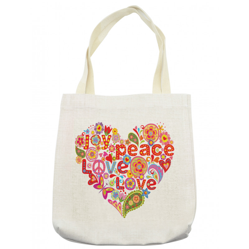 Hippie Floral Heart Sign Tote Bag