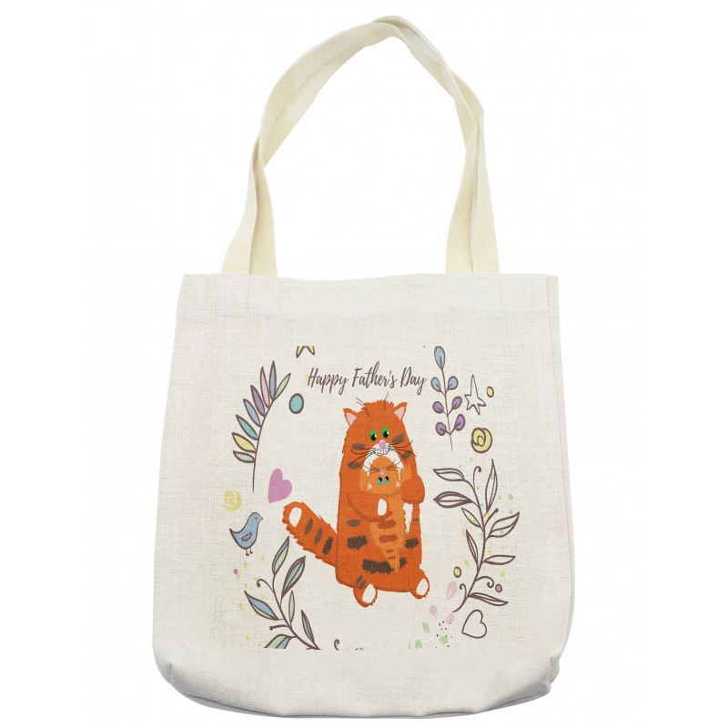 Dad and Kitten Flowers Tote Bag