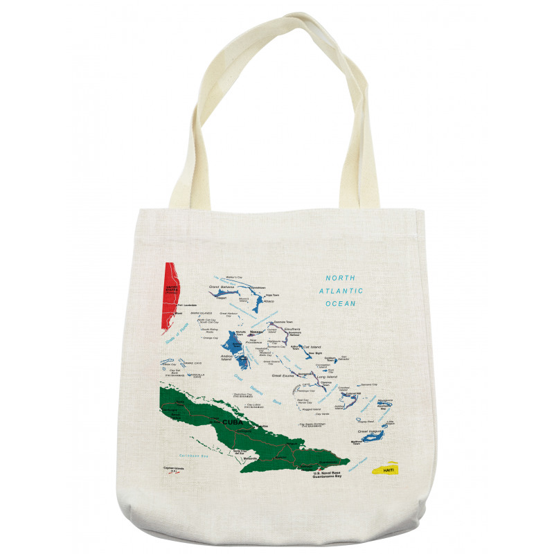 Bahamas Map Beach Ocean Tote Bag