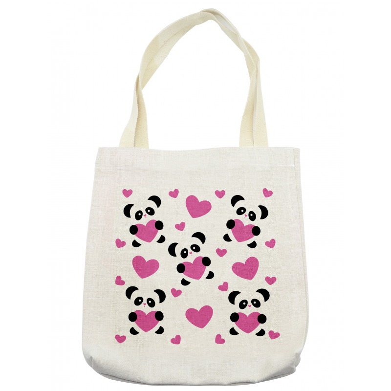 Love Pandas Hearts Tote Bag