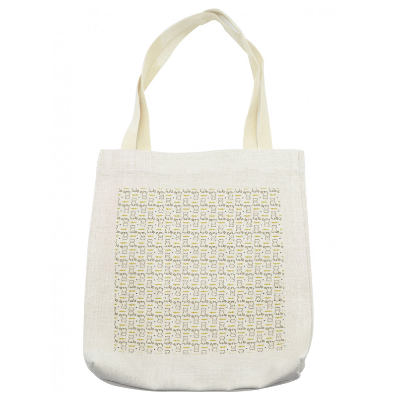 Cursive Meow Paw Pattern Tote Bag