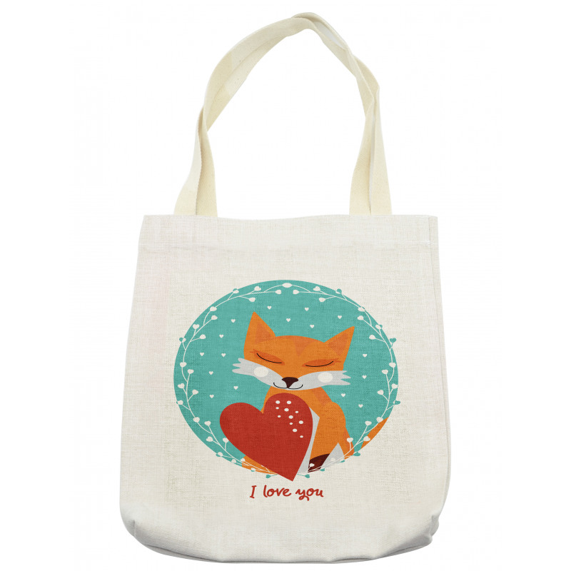 Romantic Theme Fox Heart Tote Bag