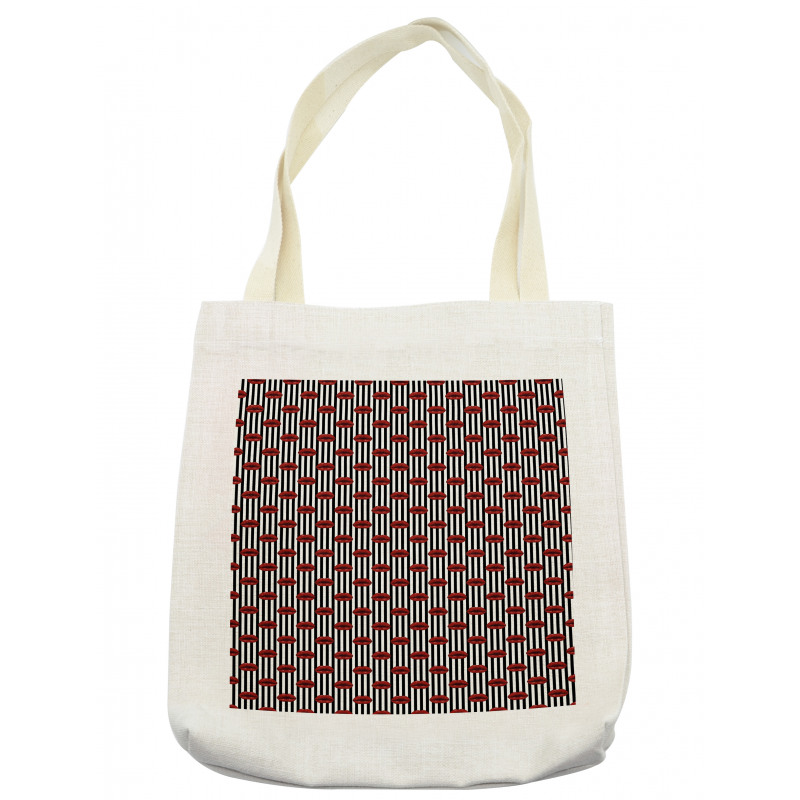 Stripes and Lips Tote Bag