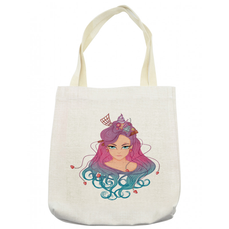 Colorful Hair Girl Tote Bag