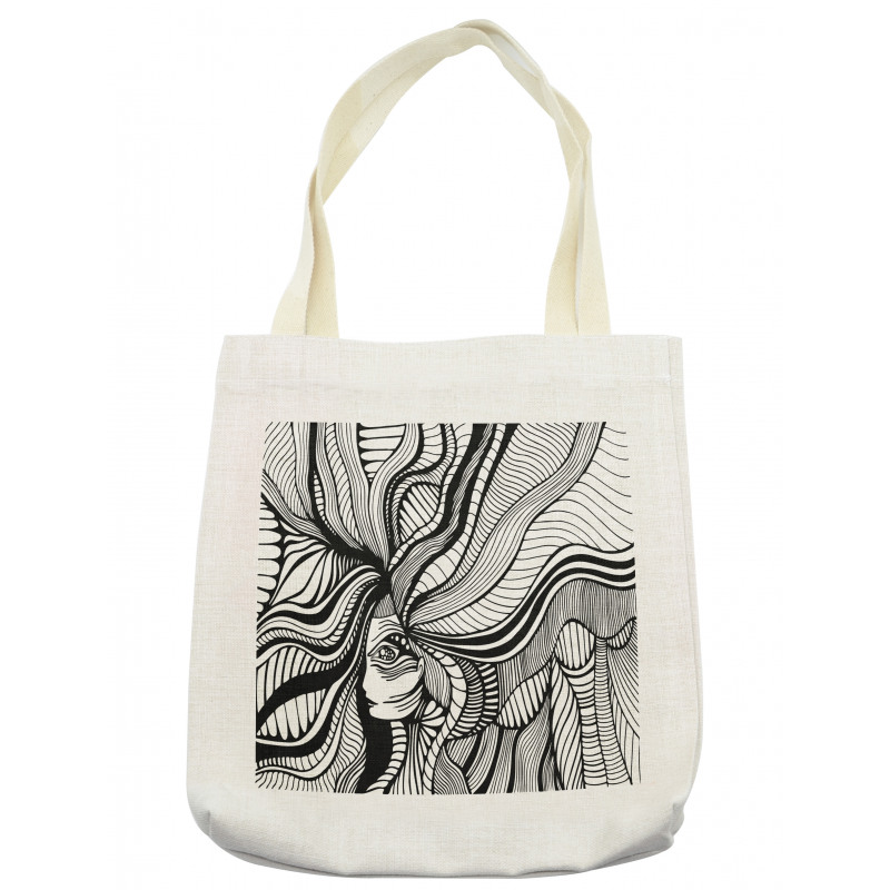 Surreal Striped Hair Tote Bag