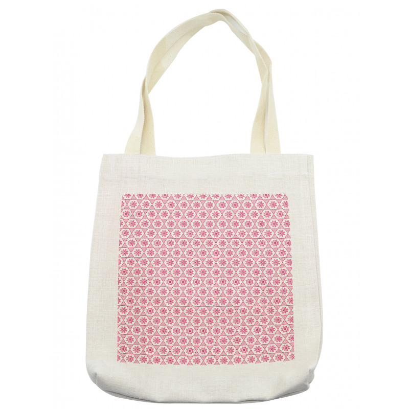 Pinkish Flowers in Hexagons Tote Bag