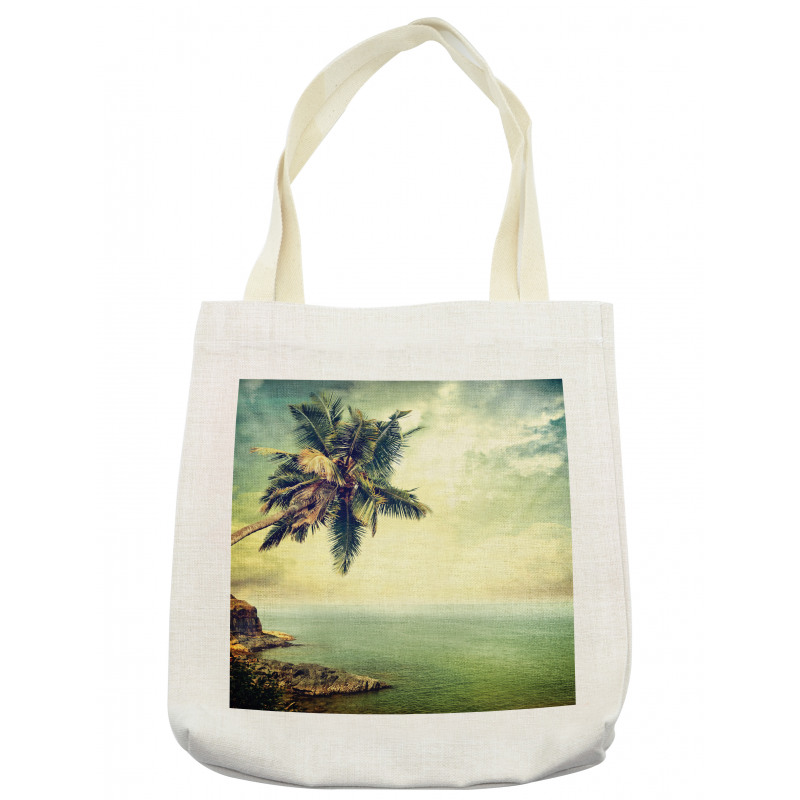 Palm Tree Rocky Shore Tote Bag