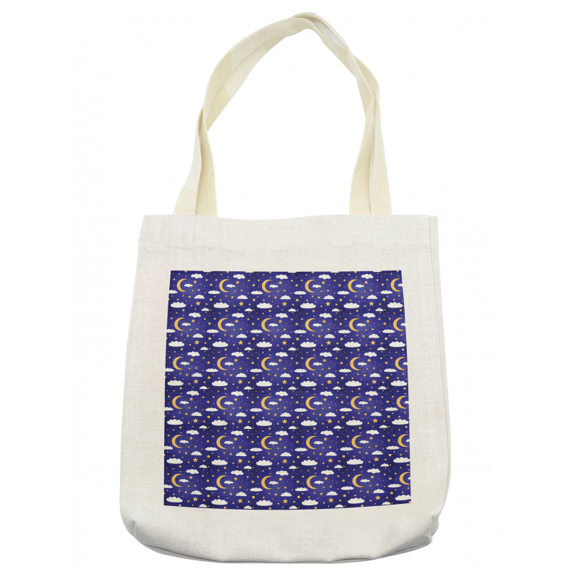 Moon Stars Dots and Clouds Art Tote Bag