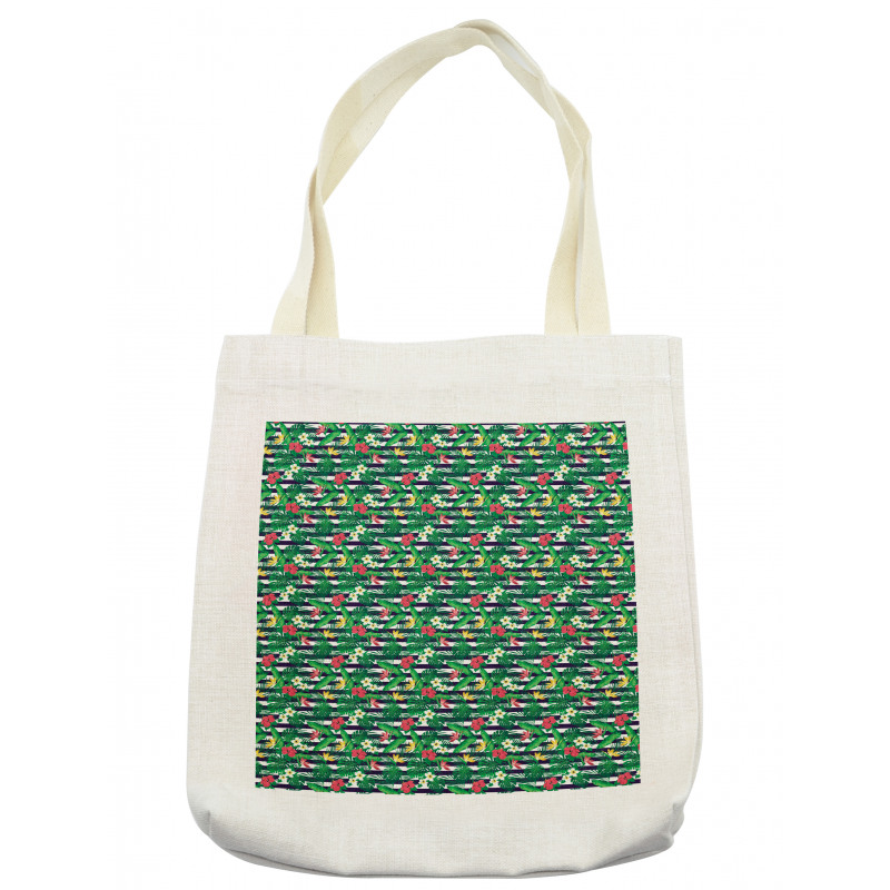 Jungle Bouquets Navy Stripes Tote Bag