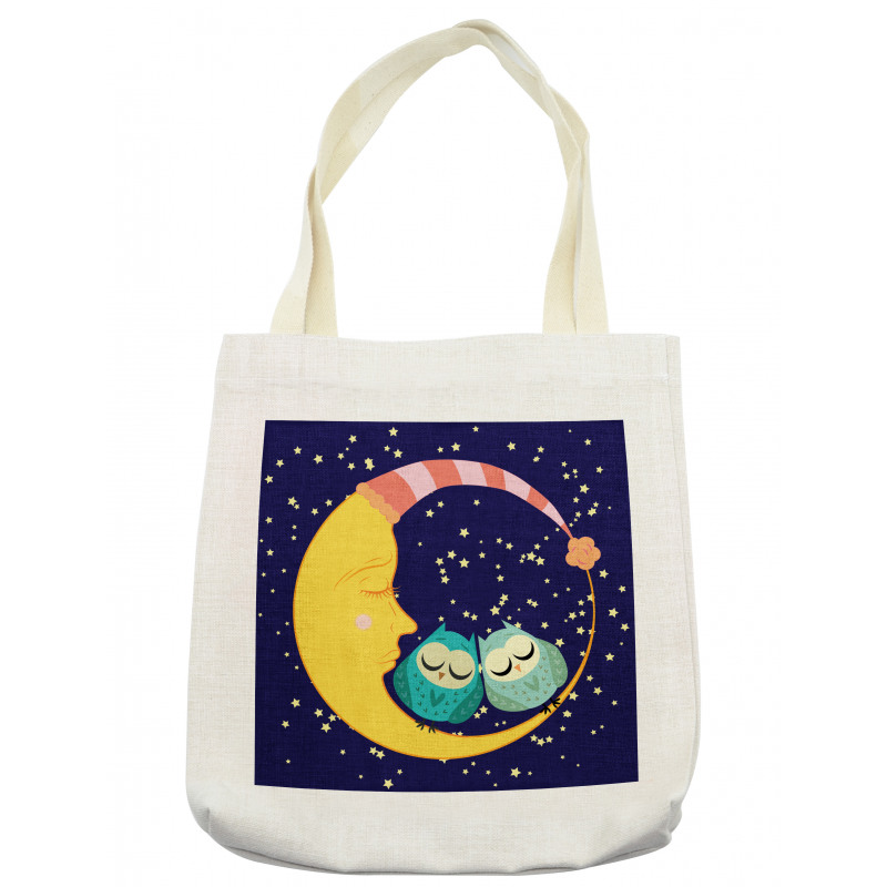 Sleeping Owl Couple Crescent Tote Bag