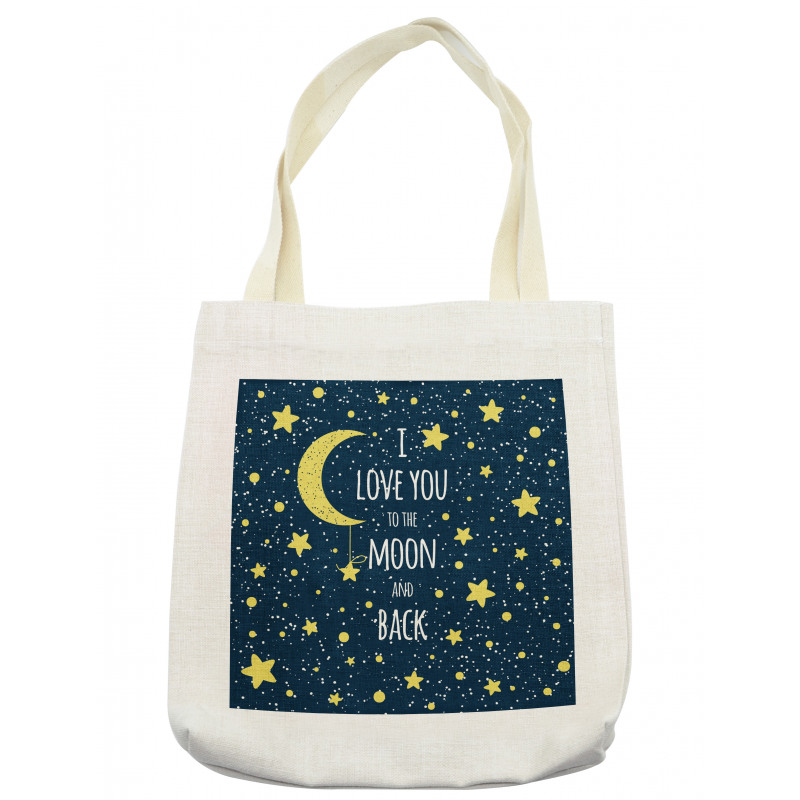 Romantic Typography Moon Star Tote Bag