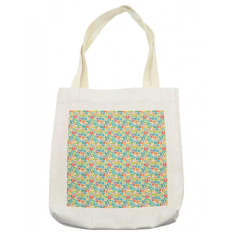 Irregular Letter Squares Tote Bag