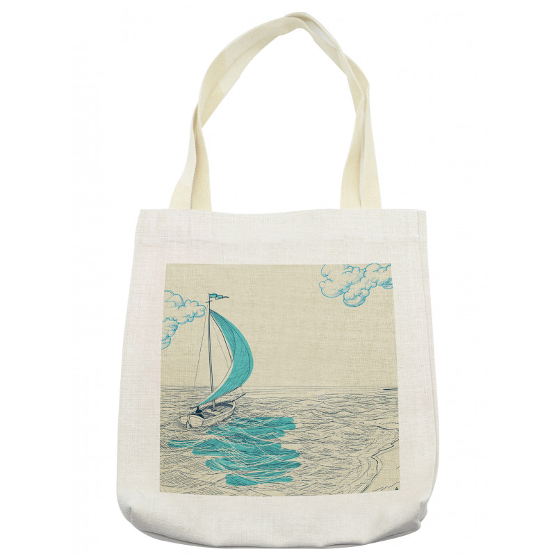 Cloudy Sailing Boat Tote Bag