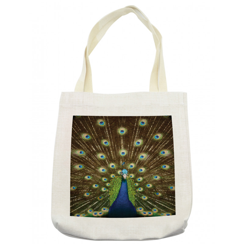 Peacock with Feathers Tote Bag