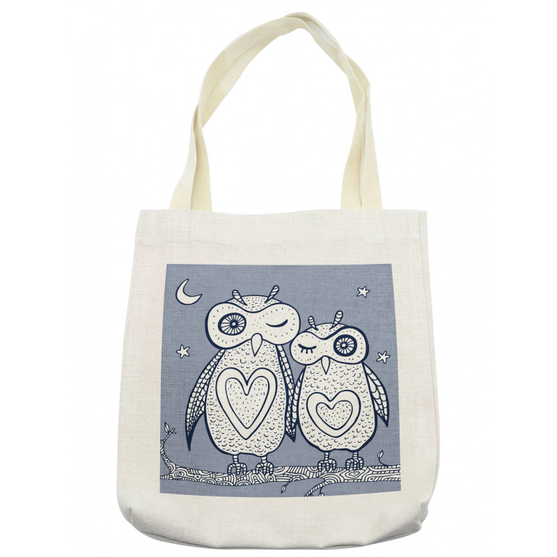 Night Bird Couple Doodle Tote Bag