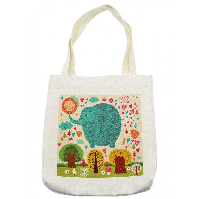 Elephant Trees Leaves Tote Bag