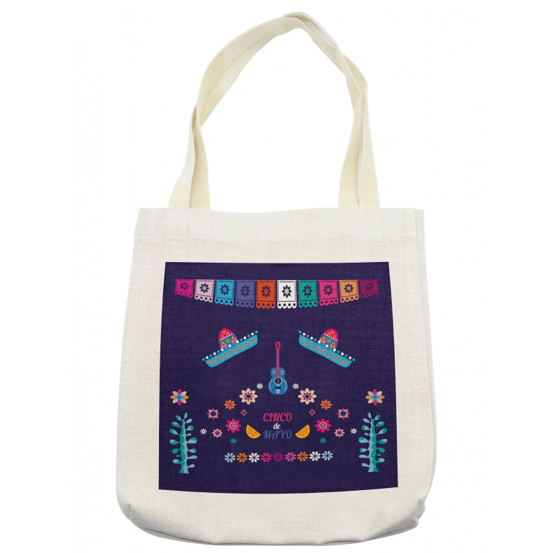 Guitar Hat Flowers Tote Bag