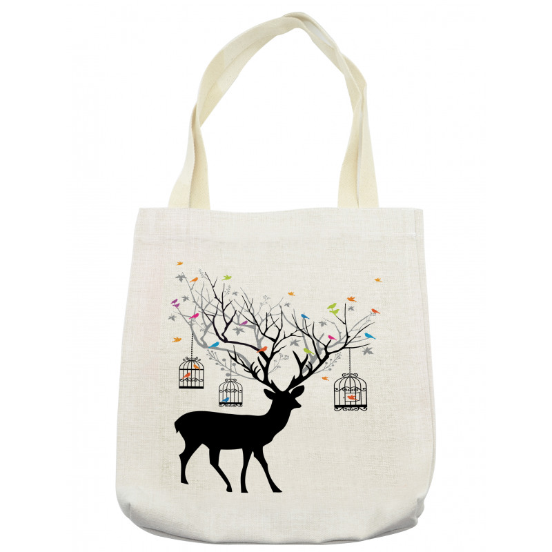 Deer Colorful Birds Tote Bag