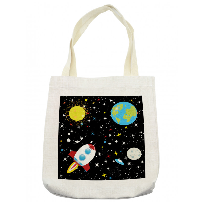 Stars Earth Moon Rocket Tote Bag