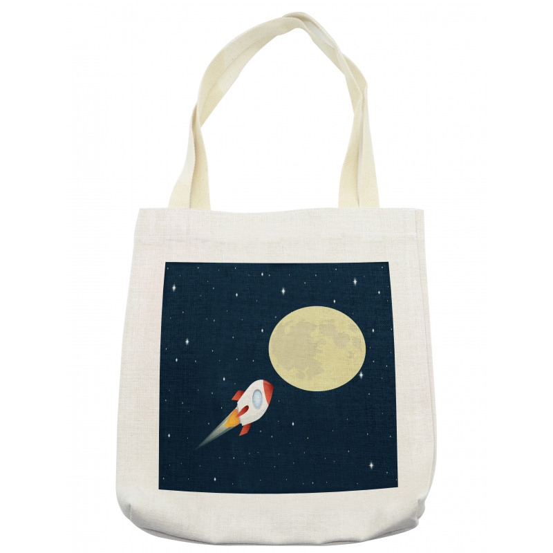 Flying Rocket and Moon Tote Bag