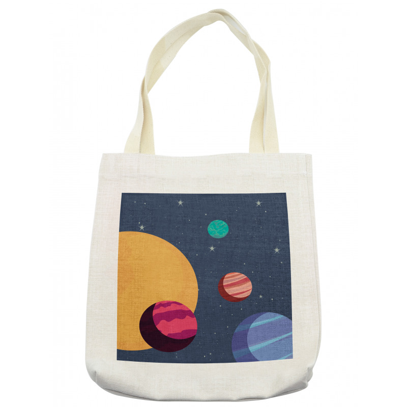 Cartoon Colorful Planets Tote Bag