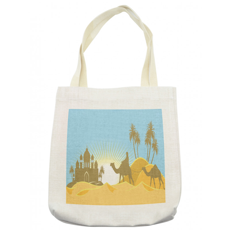 Trees and Camels on a Desert Tote Bag