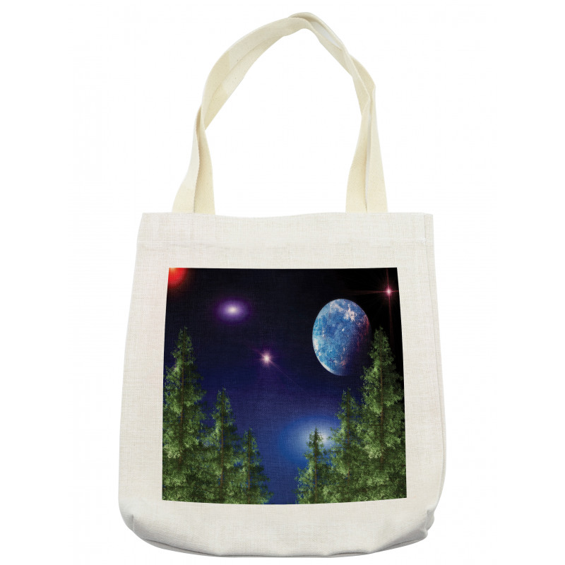 Cosmic Night Pine Trees Tote Bag