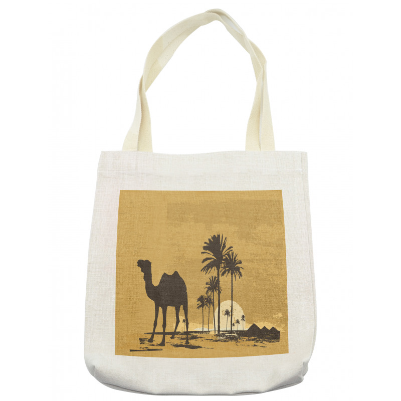 Camel and Palm Trees Sunset Tote Bag