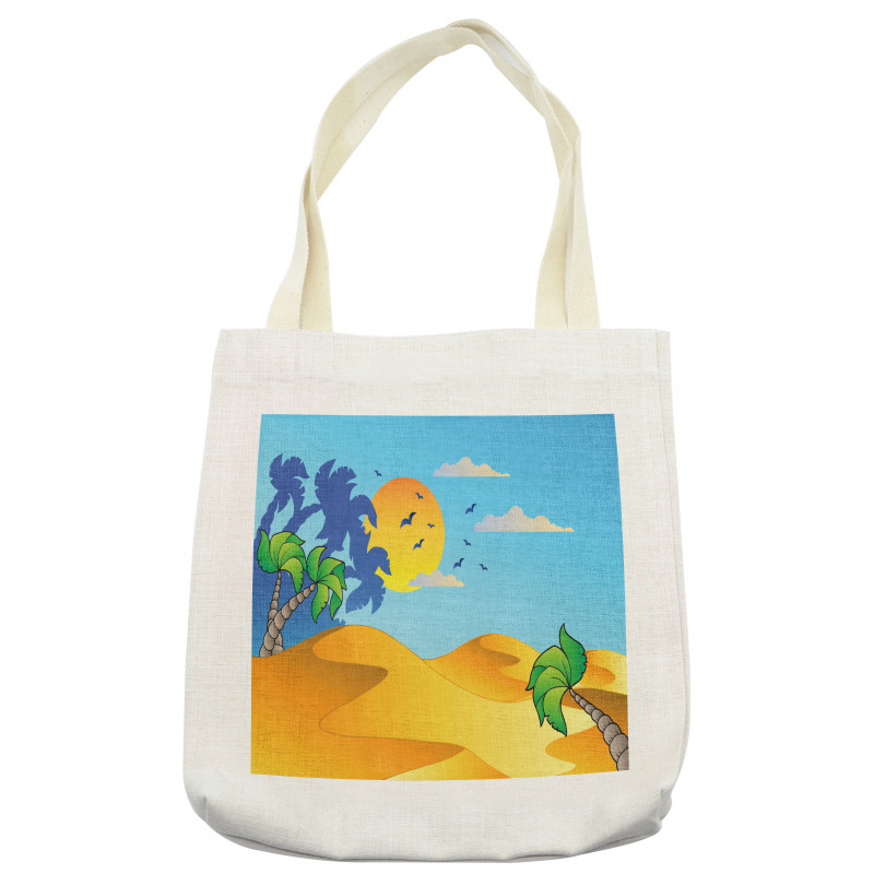 Cartoon Desert Landscape Palms Tote Bag