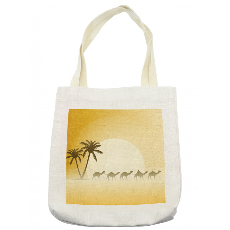 Camel Caravan and Palm Trees Tote Bag