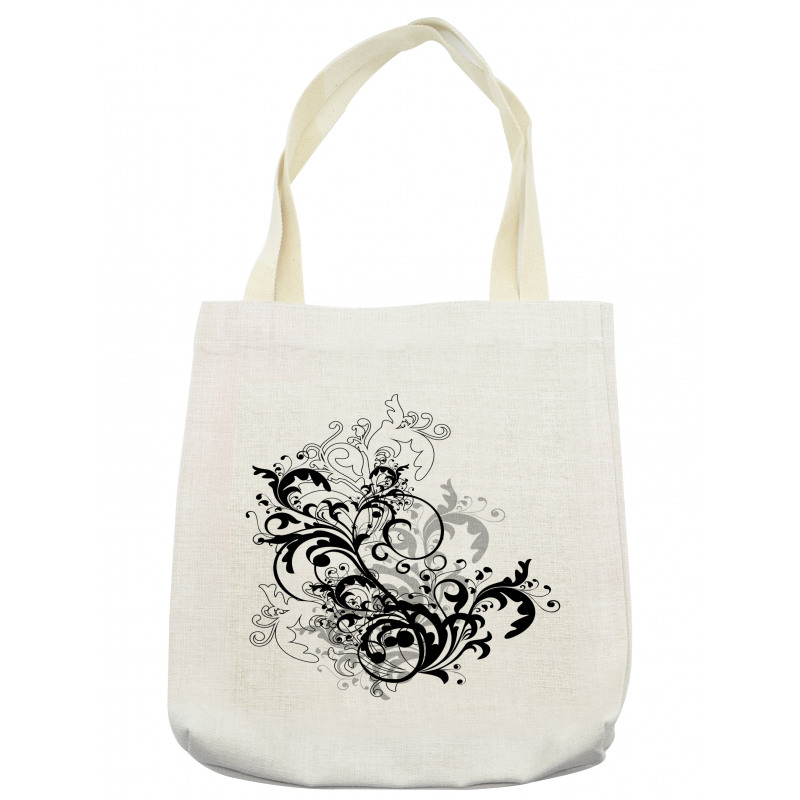 Monochrome Abstract Leaves Tote Bag