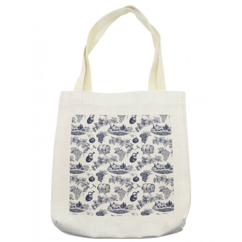 Monotone Vineyard Theme Art Tote Bag