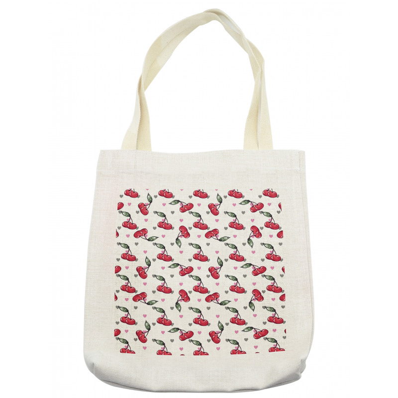 Fruits on Bicolour Hearts Tote Bag