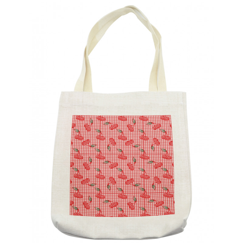 Fruit Doodles on Gingham Tote Bag