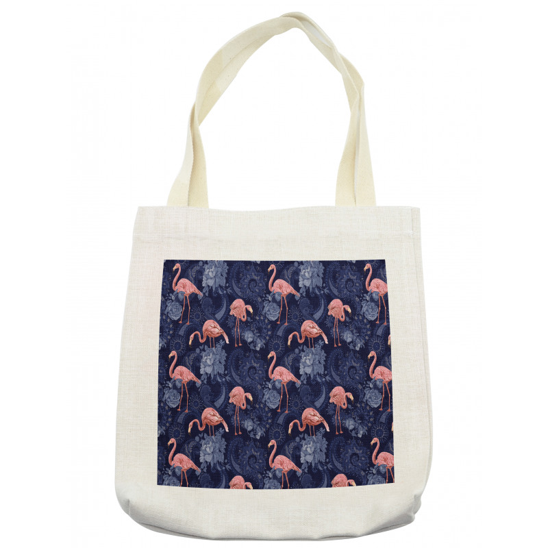 Exotic Floral Flamingos Tote Bag