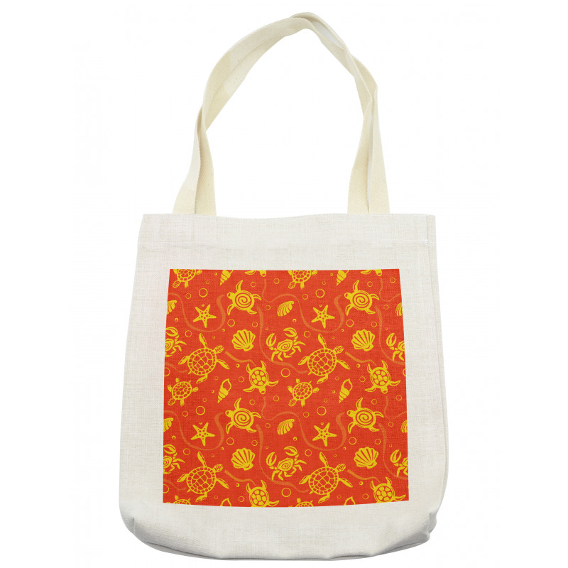 Yellow Turtles Crabs Tote Bag