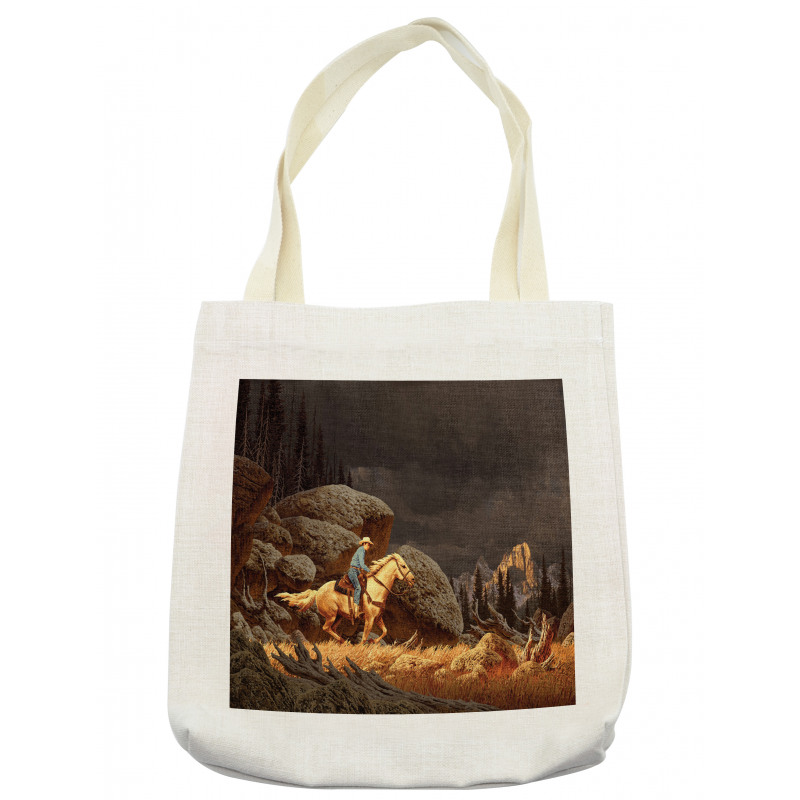 Cowboy Riding Horse Tote Bag