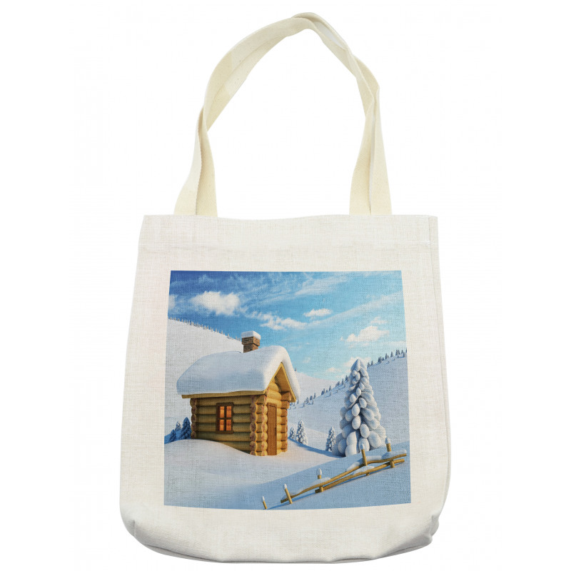 Lodge in Snowy Landscape Tote Bag