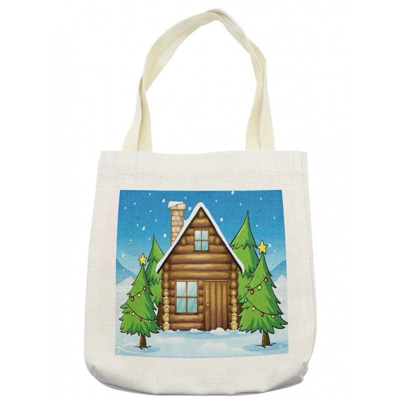 Cabin and Firs in Winter Tote Bag