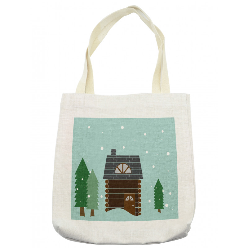 Cabin in Snowy Landscape Tote Bag