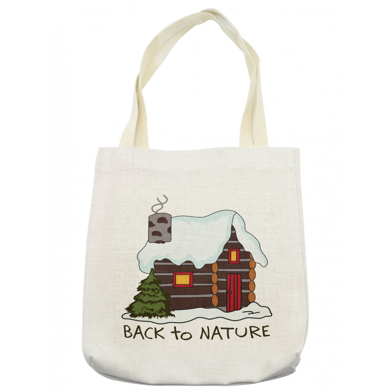 Cozy Snowy Wooden Cabin Tote Bag