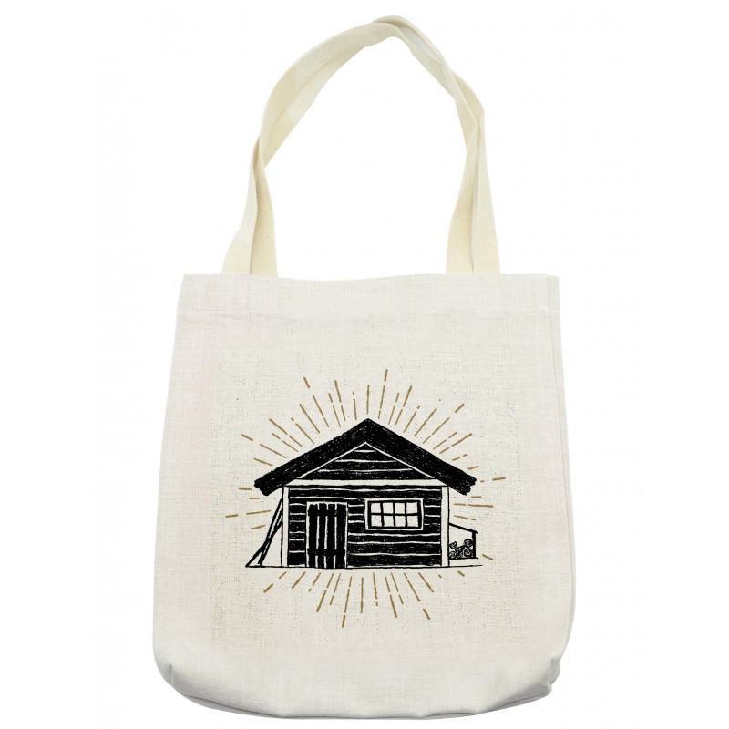 Grunge Sketch of Cabin Tote Bag