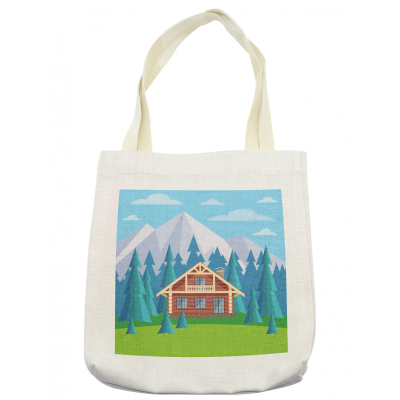 Wooden House in Mountain Tote Bag